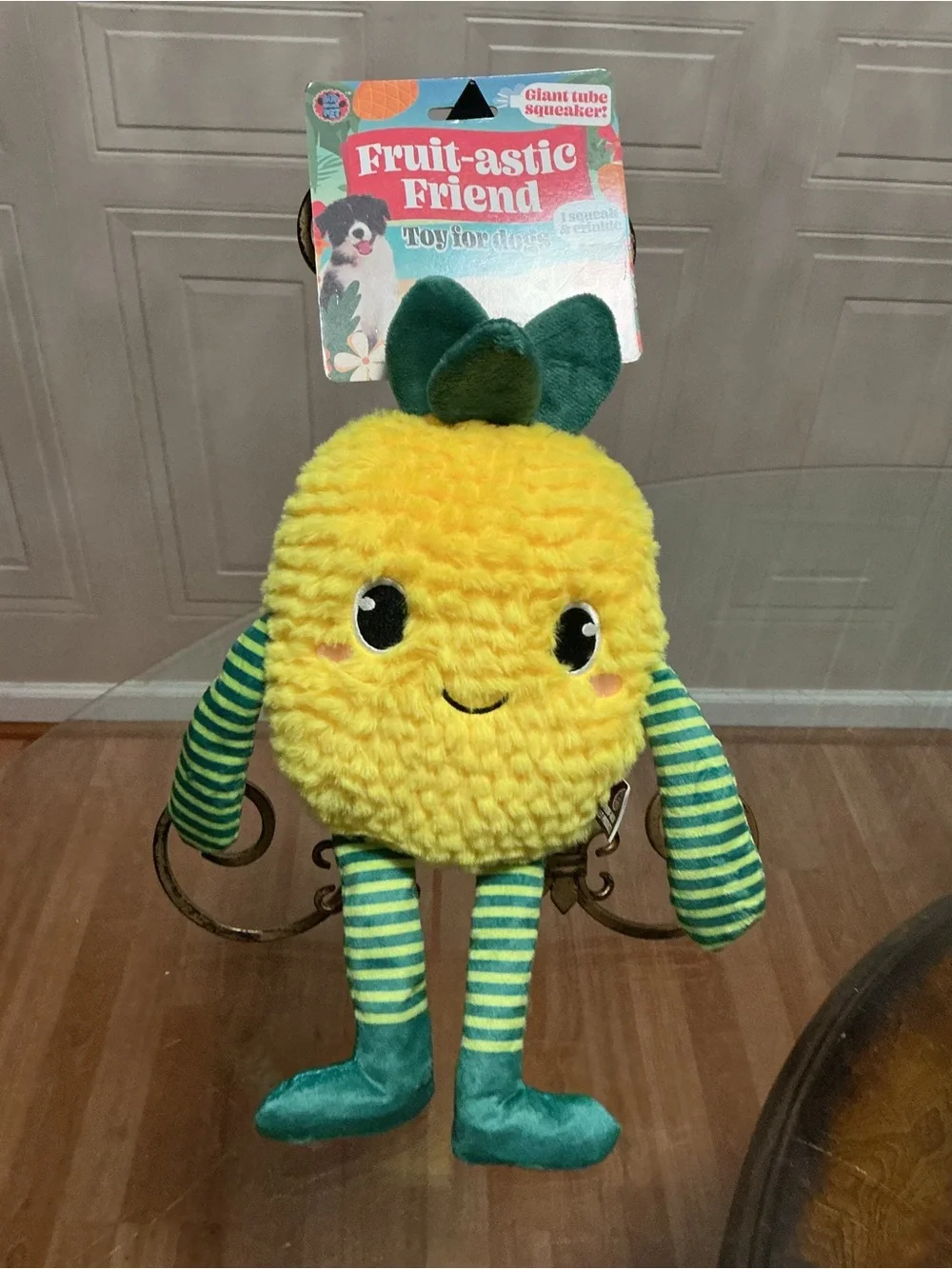 Bow Wow   Treats Pineapple With Leg Dog Toy  with Clinker Squeaker 14”